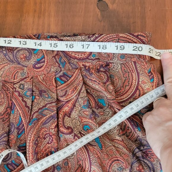 Contemporary Classics Red Floral Paisley Print Midi Tea Length Skirt - Picture 8 of 16